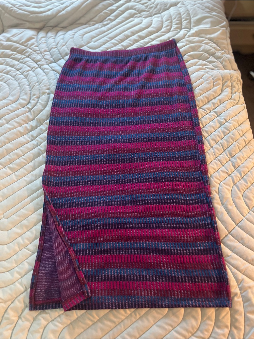 Time and Tru Striped Pencil Skirt in Magenta and Navy